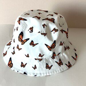 Women's Bucket Hat With Butteries Monarch Butterfly Print Summer Gardening